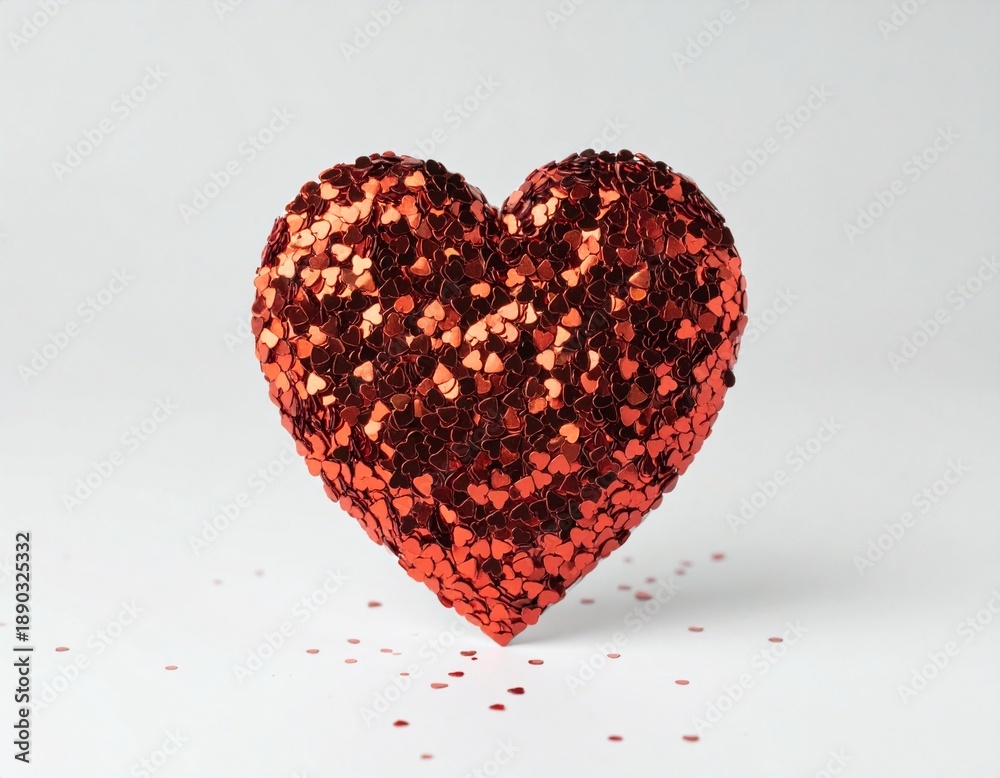 Fototapeta premium red sparkly heart on white background