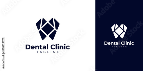 Geometric Tooth Logo for Dental Clinic Vector Design