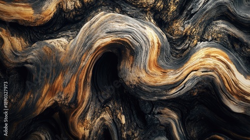 Wallpaper Mural Abstract close-up of weathered, gnarled tree roots with swirling patterns and rich textures. Torontodigital.ca