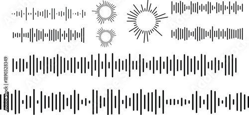 Vibrant sound wave collection a neon gradient podcast music visualizer