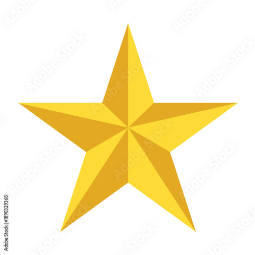 3D Golden Star Icon with Faceted Shading for Premium Achievement.