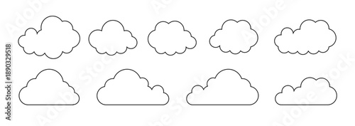 Clouds line art icon. Databases networking software image cloud and synoptics concept. Vector