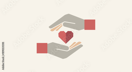 Illustration of hands holding a heart symbolizing care and compassion.