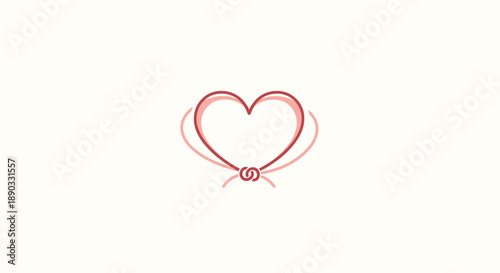 Simple red heart shape with a bow illustration on white background.