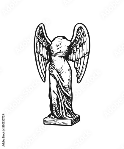 Winged victory statue illustration symbolizing triumph and success
