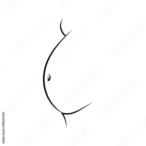 Minimalist Vector Outline of an Expectant Mother's Profile, Showcasing a Pregnant Belly