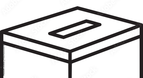 Simple black and white illustration of a ballot box viewed from above with a slot on top