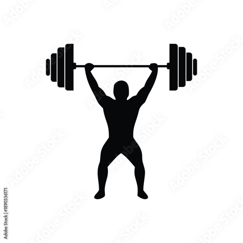 Strong man weightlifting icon for strength training and bodybuilding