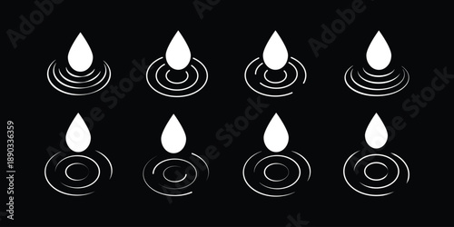 Water drop icon with editable stroke, outline and solid styles. Vector icon for liquid, water and nature.