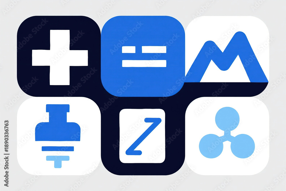 Obraz premium Six abstract app icons on a grid