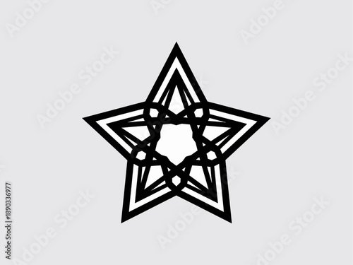 Black Geometric Star Symbol Design Element.