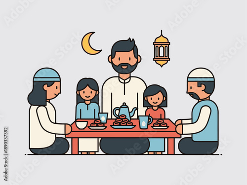 Family Gathering for Ramadan Dinner Together.