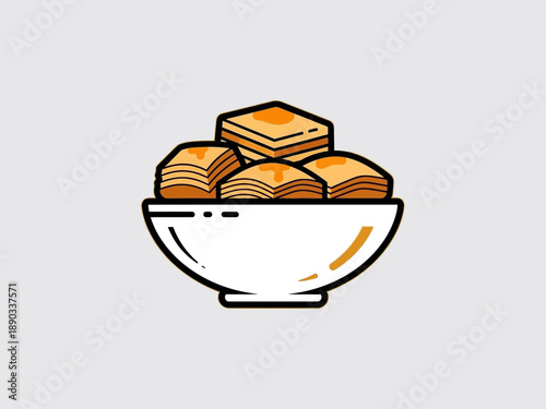 Bowl of Pancakes Illustration Simple Design.