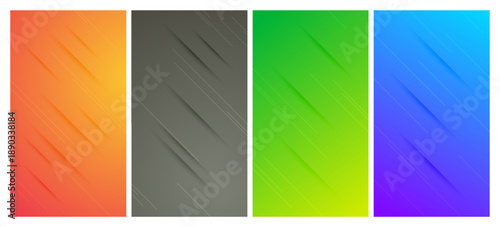 Set of abstract gradient backgrounds with lines