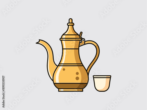 Traditional Arabic Coffee Pot and Cup.