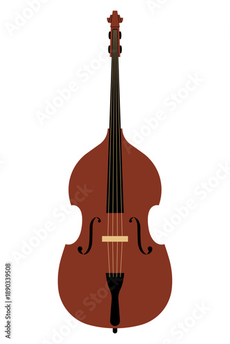 Double bass musical instrument, classical string bass, orchestra music object. Simplicity vector illustration, isolated.