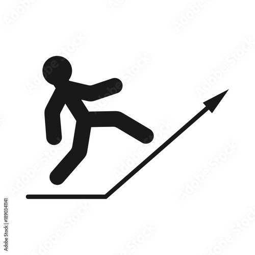 A man runs upward toward success. Symbolizes a successful ascent.

