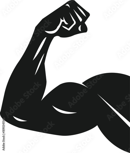Black silhouette of a muscular arm flexing upward
