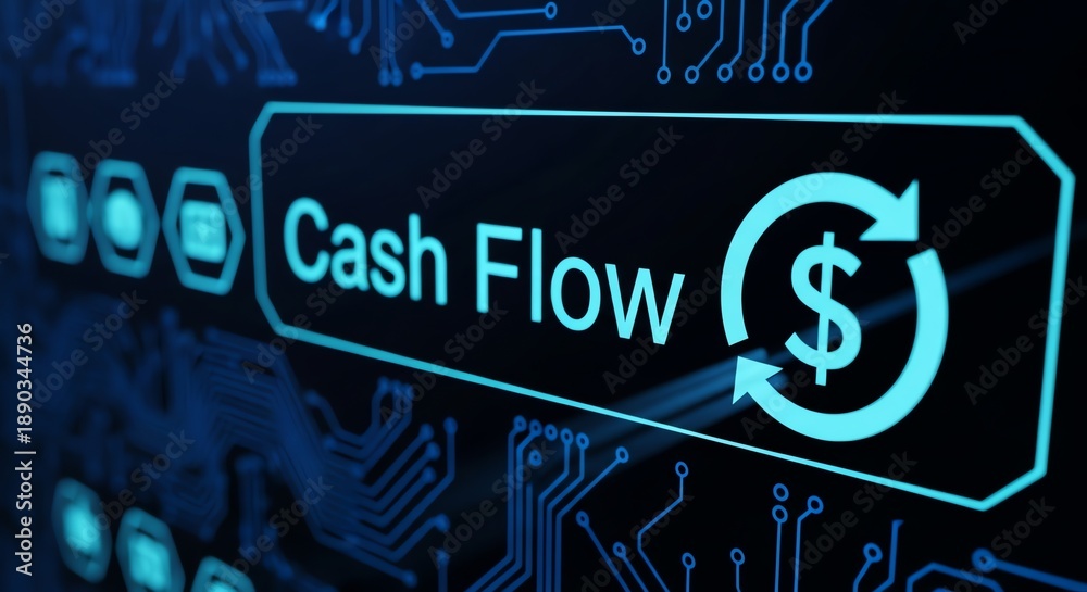 Fototapeta premium Cash flow concept with dollar sign and circular arrows