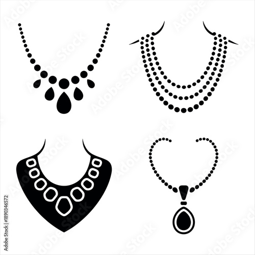 Collection of elegant necklaces isolated on a transparent background, Vector