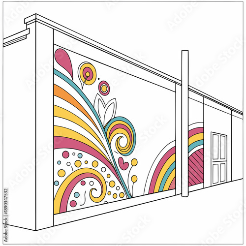 Colorful mural on building wall