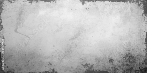 A dark and dirty vintage grunge wall background features a rough gray concrete texture with an old stone pattern and a weathered metal surface design