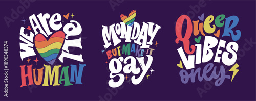 Happy Pride month - cute hand drawn doodle lettering print. 100% vector image. Funny hand drawn lettering about love. Pride month, trans love.