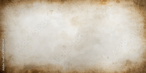 A blank vintage parchment with a stained brown grunge pattern and aged antique texture creates a worn retro background for an ancient paper design