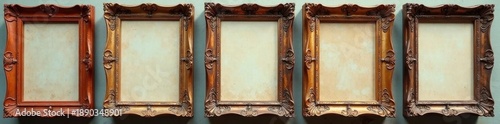 Group of aged empty picture frames, diverse styles , vintage, decor, art