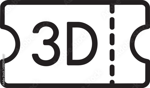 3D movie ticket icon design for cinema experiences and three dimensional film screenings