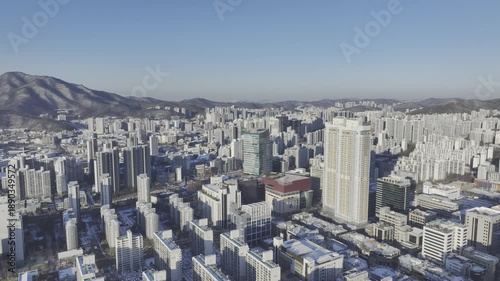 Wallpaper Mural Aerial of Snow-Covered Pyeongchon Station District and Urban Winter Scenery Torontodigital.ca