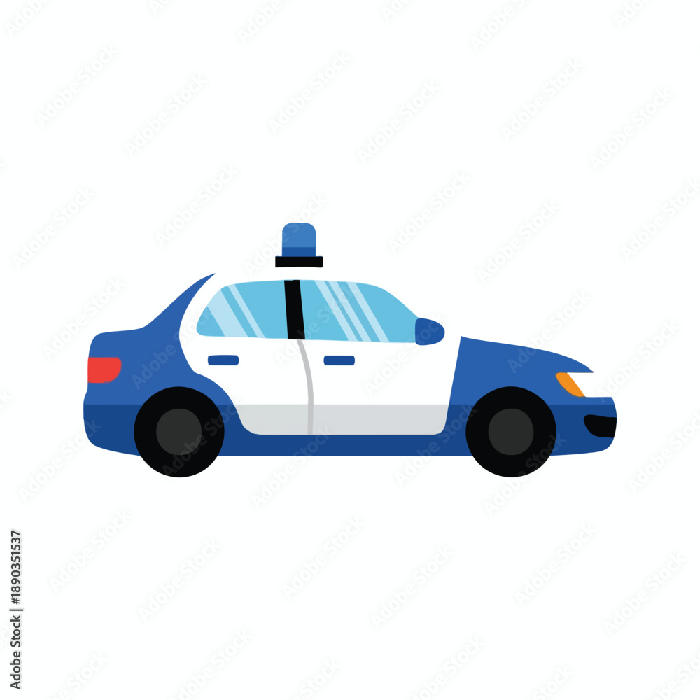 Fototapeta premium Blue Police Car Illustration