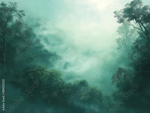 Rolling fog blanketing a sustainable and protected forest landscape