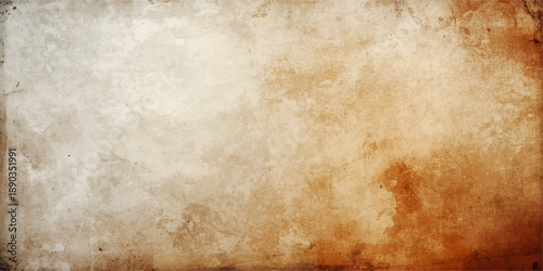 A blank vintage parchment with a stained brown grunge texture and aged beige pattern creates an ancient worn paper background for retro antique design