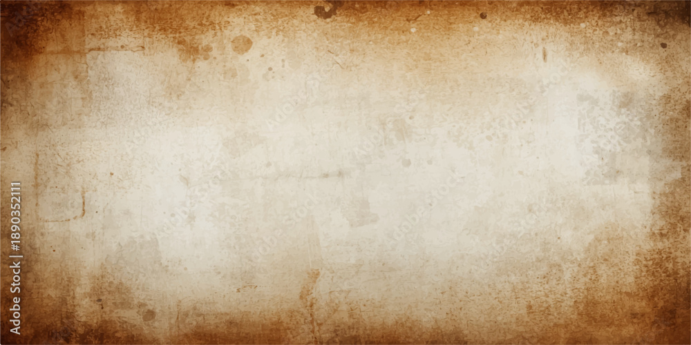 Fototapeta premium Aged vintage parchment paper texture with a stained grunge design featuring a blank antique brown page and worn rough beige surface for a retro sepia background