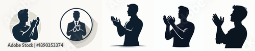 A Silhouette Man Clapping Hands Vector Illustration