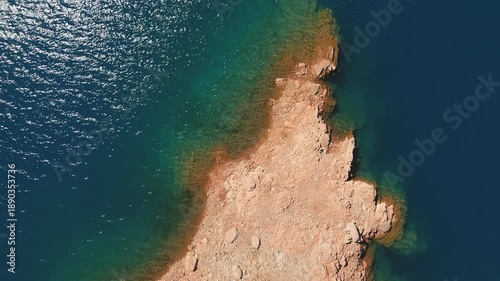 Wallpaper Mural Aerial top down view of the rocky shores of Lake Potrerillos in Mendoza, Argentina Torontodigital.ca