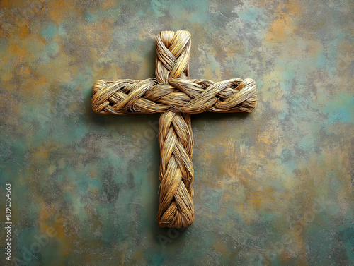 Handmade Palm Cross Laid on a Natural Textured Background