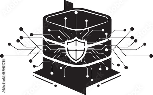 Cybersecurityprotectionconceptwithshieldandcircuitboarddesignisolatedontransparentbackground