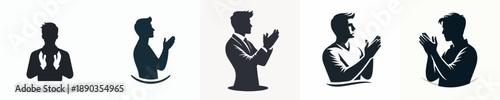 A Silhouette Man Clapping Hands Vector Illustration