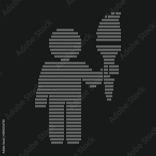 Binary code silhouette of a man on a with digital pattern