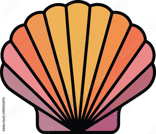 Colorful Scallop Seashell Ocean Beach Marine Life Illustration
