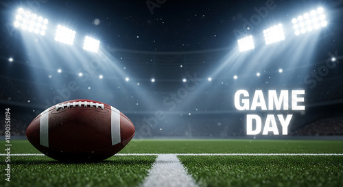  American Football Championship Game Day under Stadium Lights