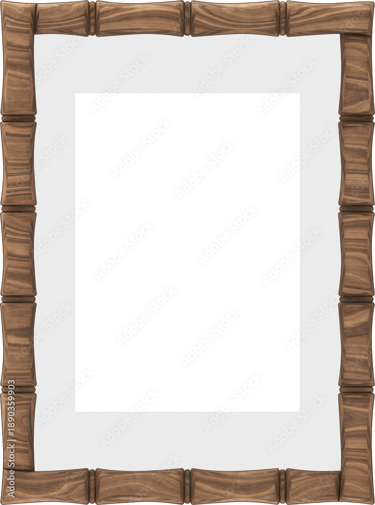 Fototapeta premium Wooden Bamboo Picture Frame Border 3D