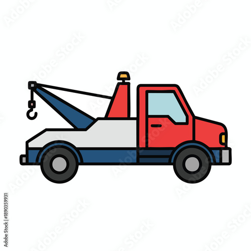 Colorful Tow Truck Illustration for Vehicle Assistance and Roadside Service