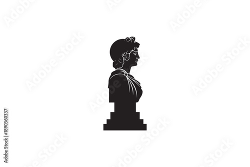 Ancient greek sculpture bust silhouette of classical woman head for antique history and museum art