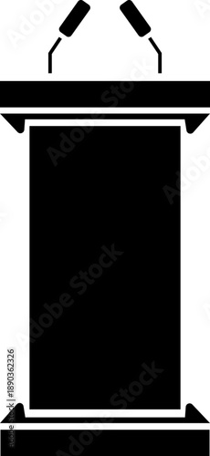 Microphone Audio Equipment Black Flat Style Vector Icon Sound Recording Symbol and Music Podcast Outline Graphic Group Featuring Mic, Headset and Earphone