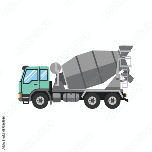 Green Cement Mixer Truck Illustration