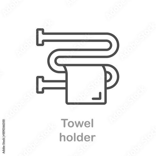 Towel holder bathroom icon in clean editorial stroke style, simple vector illustration isolated on white background.