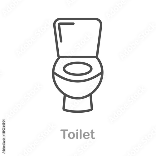 Toilet icon for bathroom or WC in clean vector style, editorial stroke illustration isolated on white